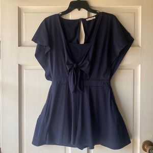 Copper Key Navy Blue Front Tie Romper Size S